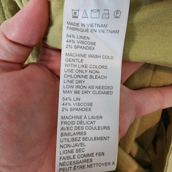 Urban Outfitters Bohemian Christina Tapered Wrap Pants Joggers Linen Blend Green - Picture 7 of 11